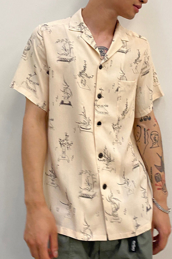 AVIVA JIFEI XUE Vintage Flower Arrangement Book Short Sleeve Shirt A21-PSS